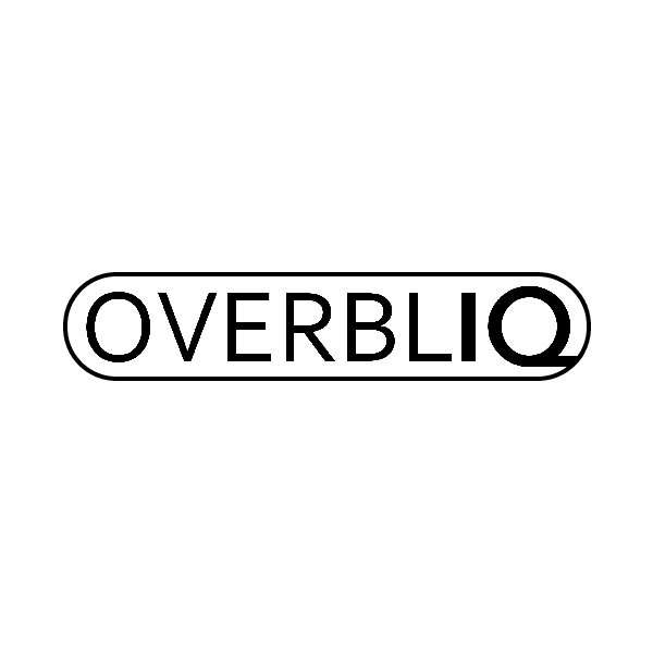 A square image showing the Overbliq company logo in black against a white background