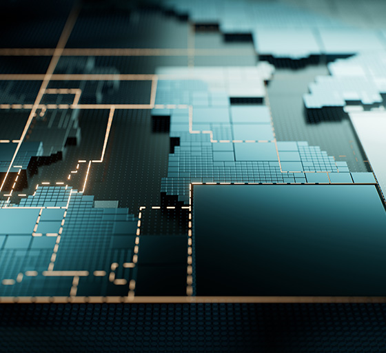 I 3d rendered grid, resembling a map with orange lines