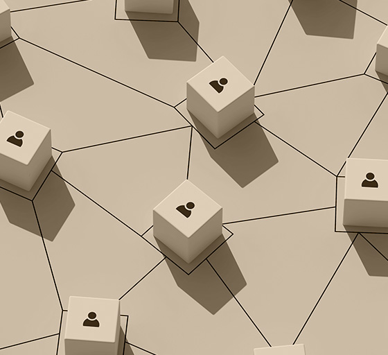 3D image of connected cubes  with lines in between