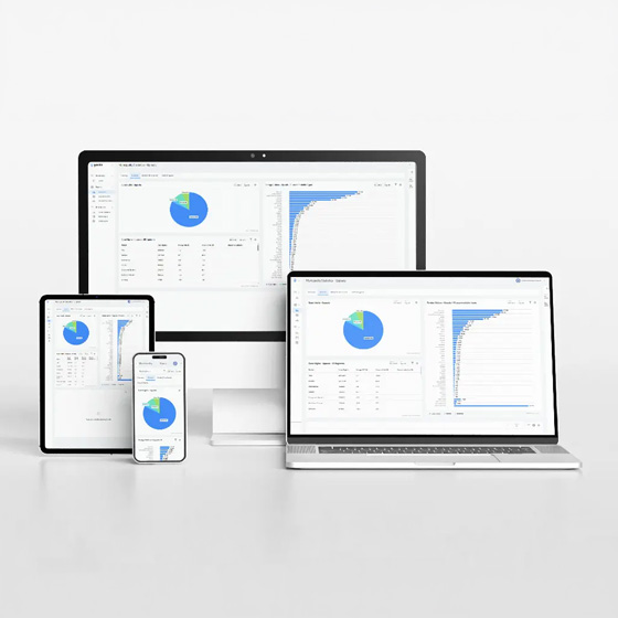 Four different devices showing of Conqr  BI